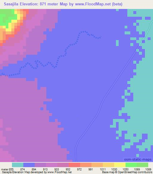 Sasajila,Tanzania Elevation Map