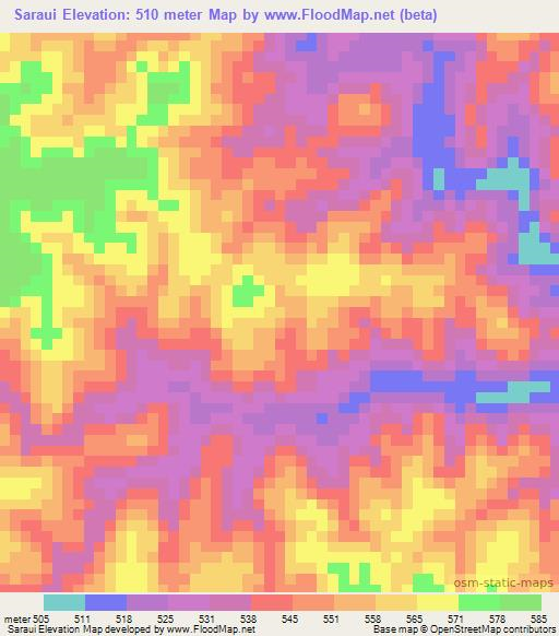 Saraui,Tanzania Elevation Map