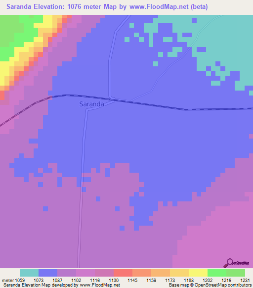 Saranda,Tanzania Elevation Map