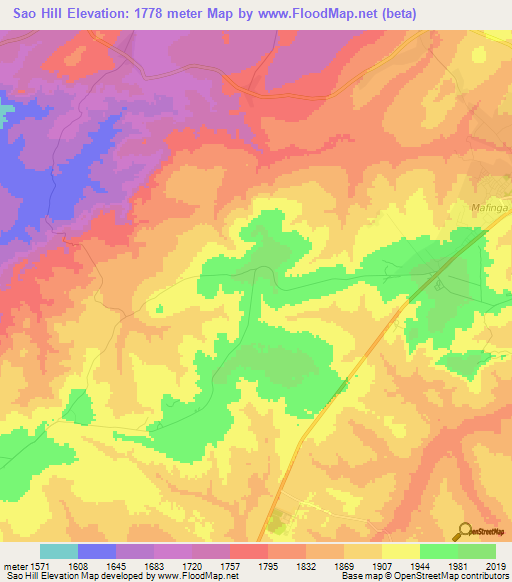 Sao Hill,Tanzania Elevation Map