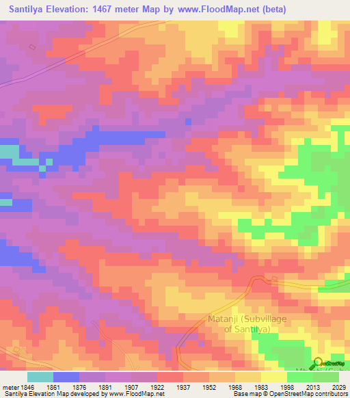 Santilya,Tanzania Elevation Map