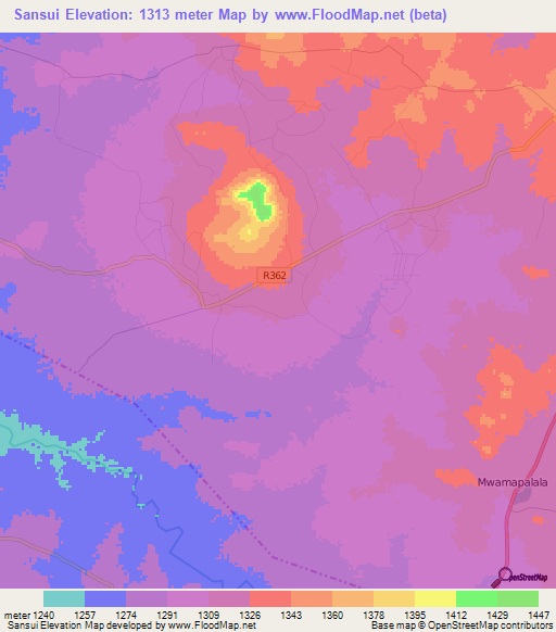 Sansui,Tanzania Elevation Map