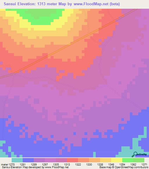 Sansui,Tanzania Elevation Map