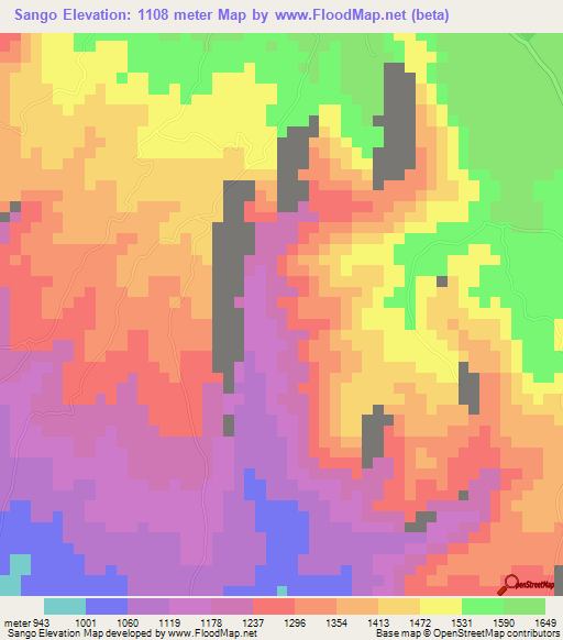 Sango,Tanzania Elevation Map