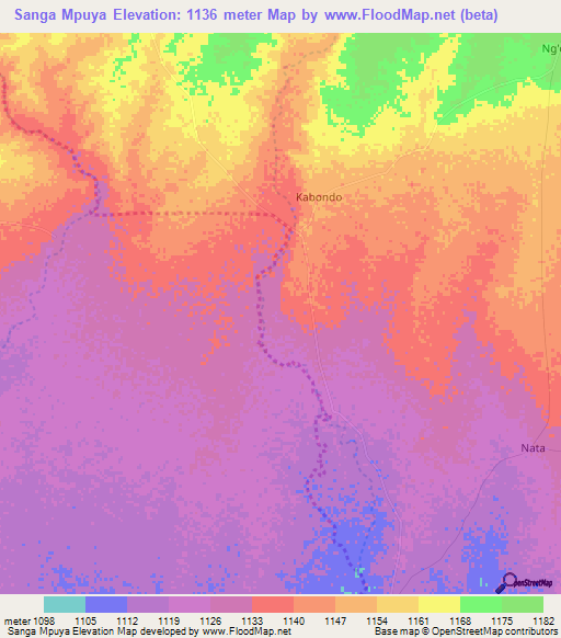 Sanga Mpuya,Tanzania Elevation Map