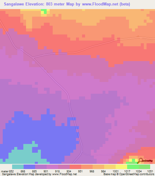 Sangalawe,Tanzania Elevation Map