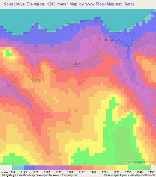 Sangabuye,Tanzania Elevation Map