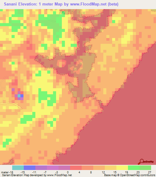 Sanani,Tanzania Elevation Map