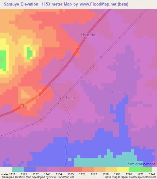 Samuye,Tanzania Elevation Map