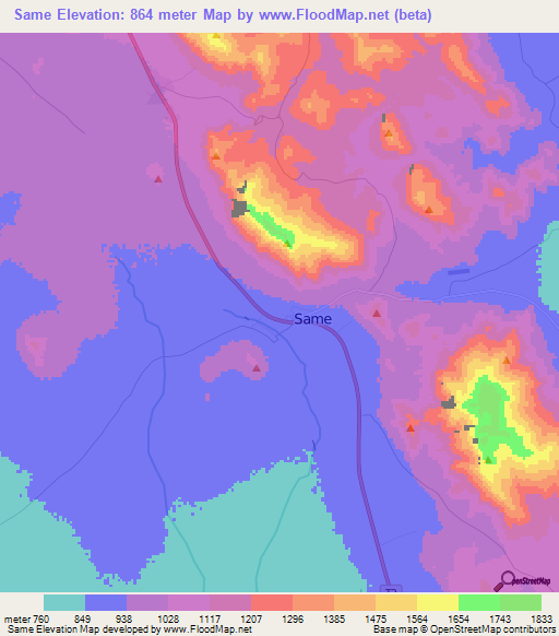 Same,Tanzania Elevation Map