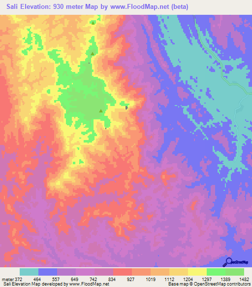 Sali,Tanzania Elevation Map