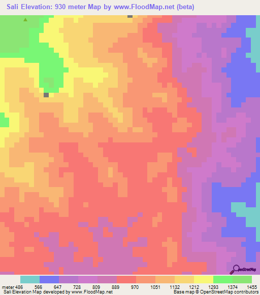 Sali,Tanzania Elevation Map