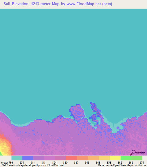 Sali,Tanzania Elevation Map