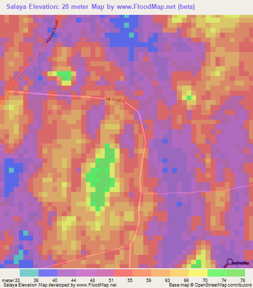 Salaya,Tanzania Elevation Map