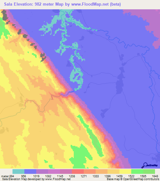 Sala,Tanzania Elevation Map