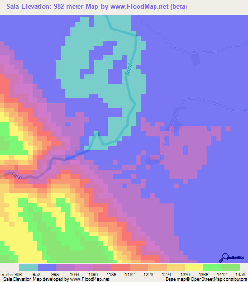 Sala,Tanzania Elevation Map