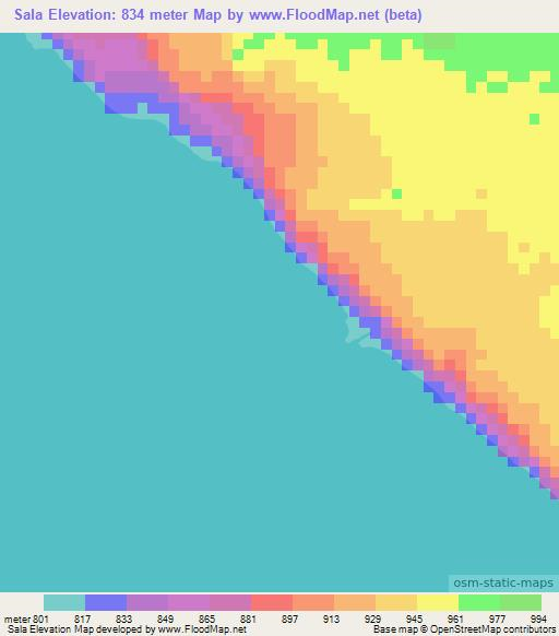 Sala,Tanzania Elevation Map