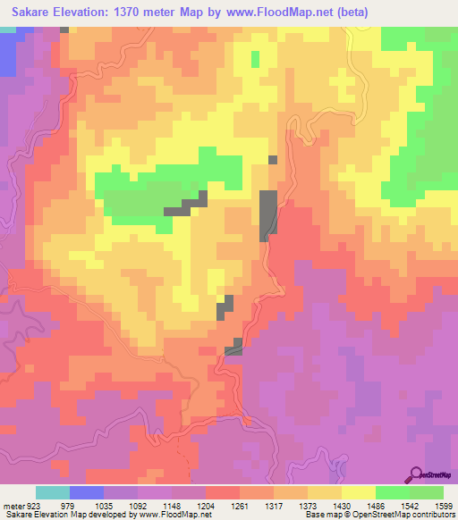 Sakare,Tanzania Elevation Map