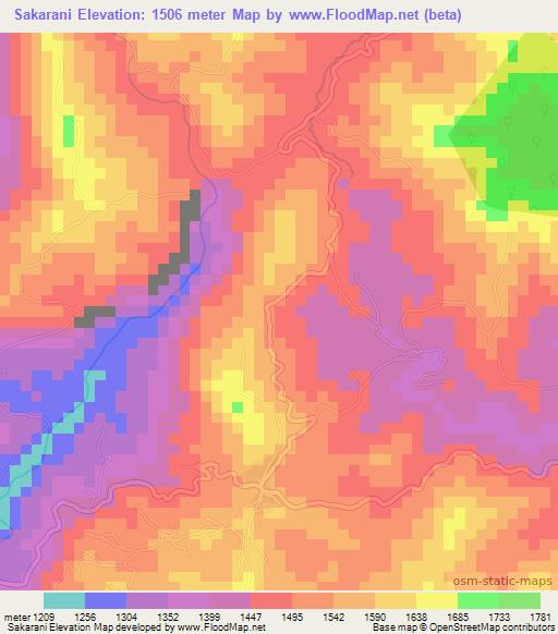 Sakarani,Tanzania Elevation Map