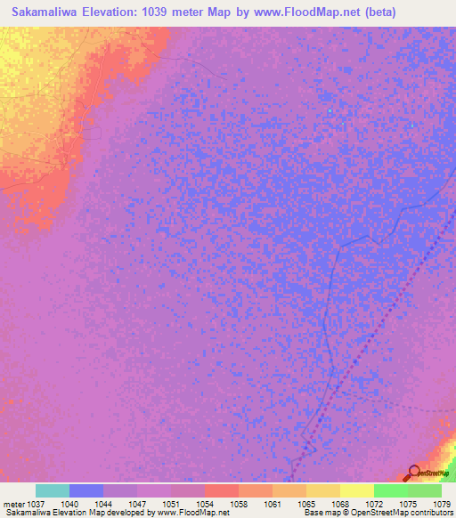 Sakamaliwa,Tanzania Elevation Map