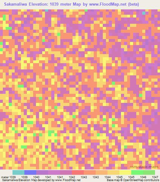 Sakamaliwa,Tanzania Elevation Map