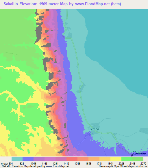 Sakalilo,Tanzania Elevation Map