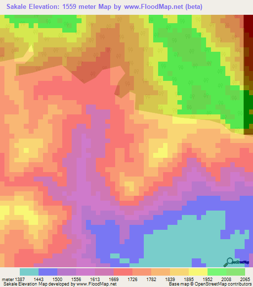 Sakale,Tanzania Elevation Map