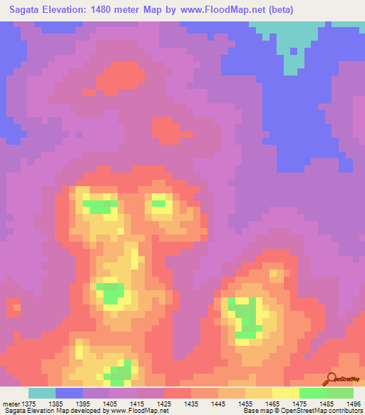 Sagata,Tanzania Elevation Map