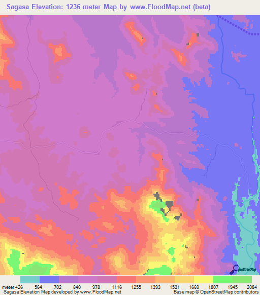 Sagasa,Tanzania Elevation Map