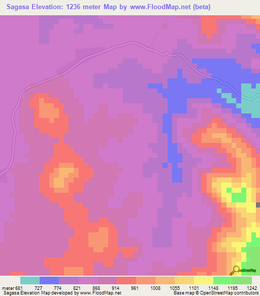 Sagasa,Tanzania Elevation Map