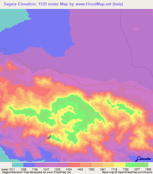 Sagara,Tanzania Elevation Map