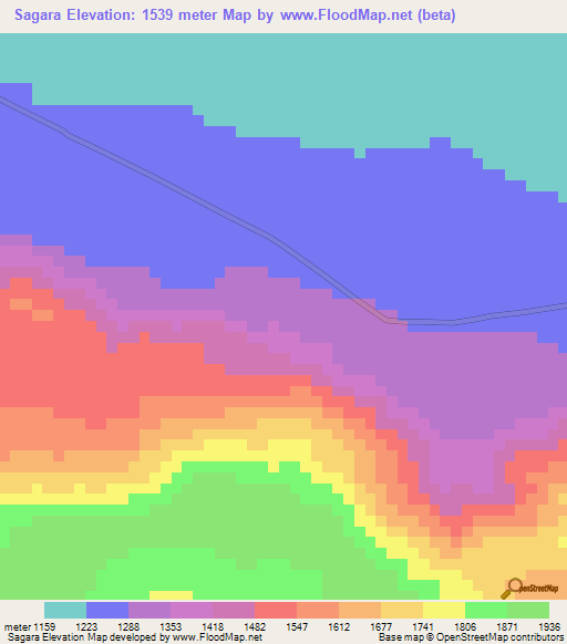 Sagara,Tanzania Elevation Map