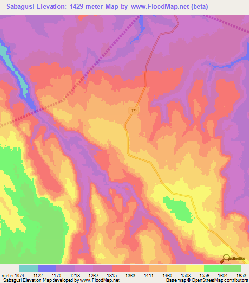 Sabagusi,Tanzania Elevation Map