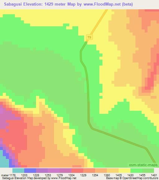 Sabagusi,Tanzania Elevation Map