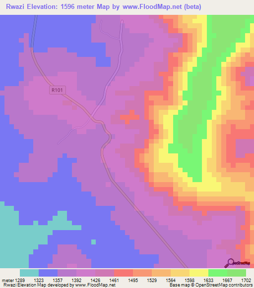 Rwazi,Tanzania Elevation Map