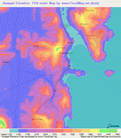 Rwagati,Tanzania Elevation Map