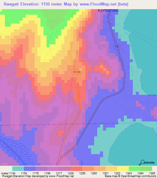 Rwagati,Tanzania Elevation Map