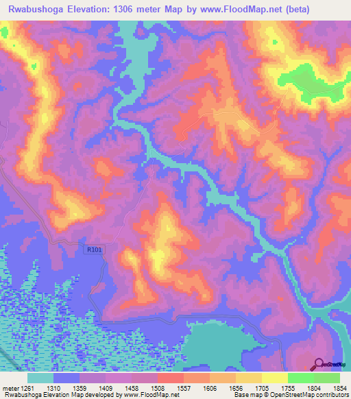 Rwabushoga,Tanzania Elevation Map