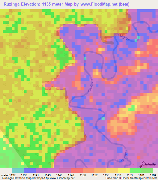 Ruzinga,Tanzania Elevation Map