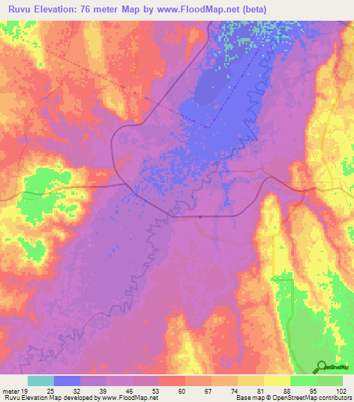 Ruvu,Tanzania Elevation Map