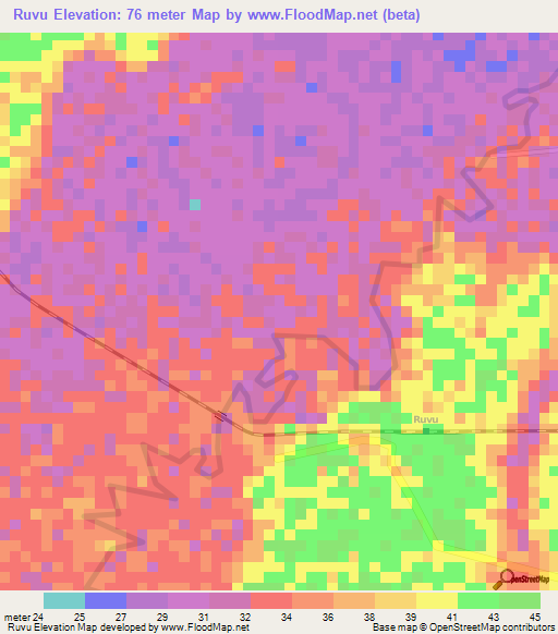 Ruvu,Tanzania Elevation Map