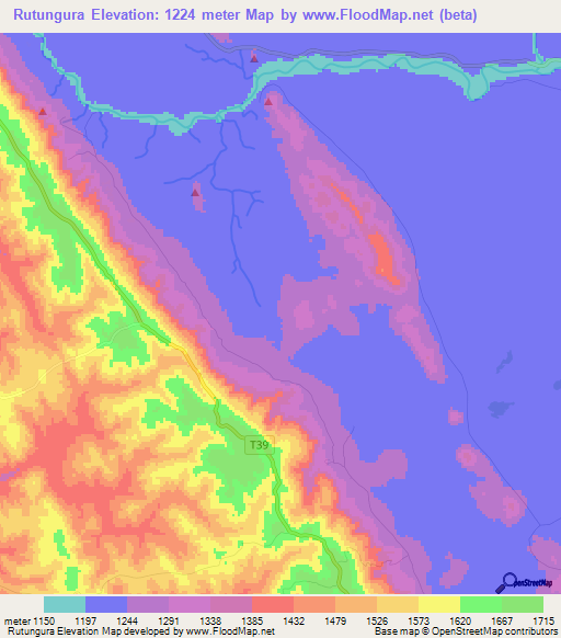 Rutungura,Tanzania Elevation Map