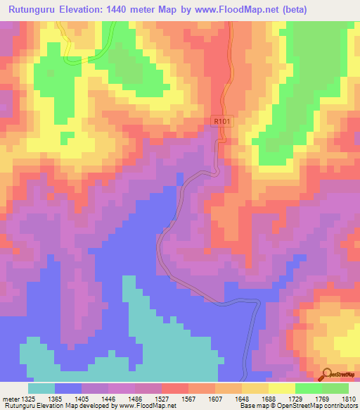 Rutunguru,Tanzania Elevation Map