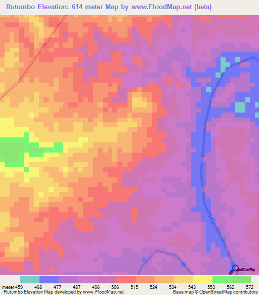 Rutumbo,Tanzania Elevation Map