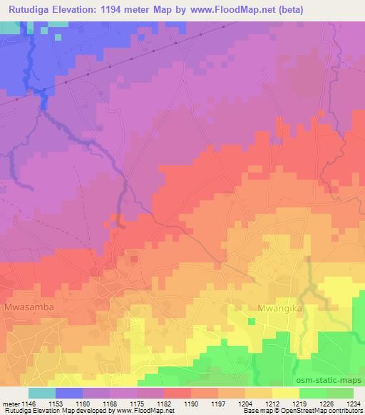 Rutudiga,Tanzania Elevation Map