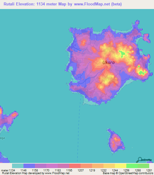 Rutali,Tanzania Elevation Map