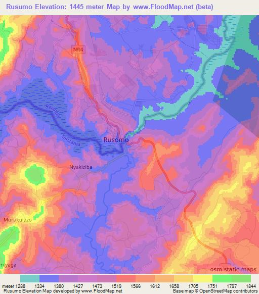 Rusumo,Tanzania Elevation Map