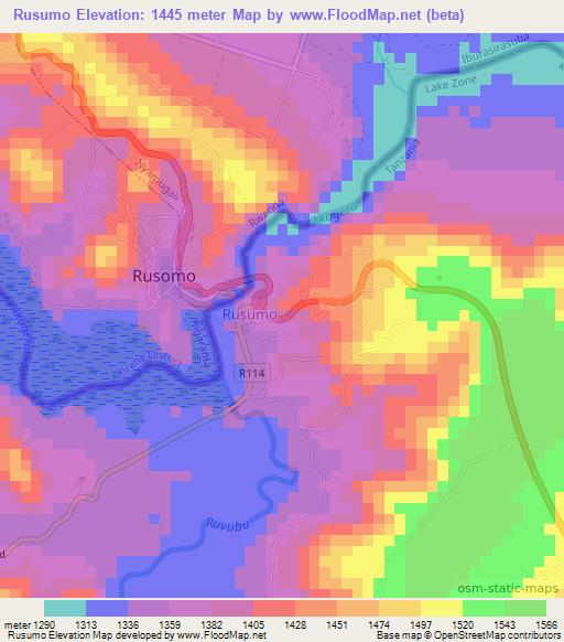 Rusumo,Tanzania Elevation Map