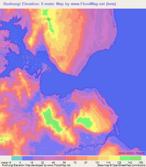 Rushungi,Tanzania Elevation Map