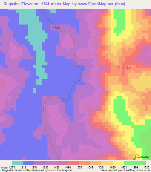 Rugasha,Tanzania Elevation Map